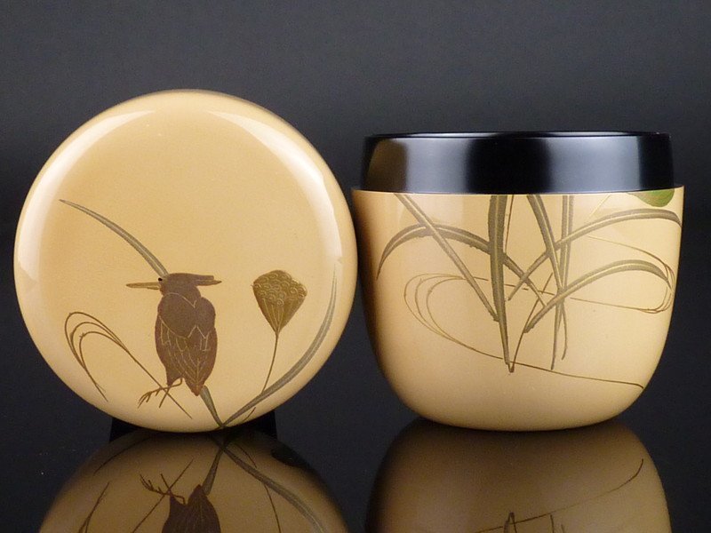 中村宗悦 芦鷺蒔絵 中棗 棗 茶道具 茶器