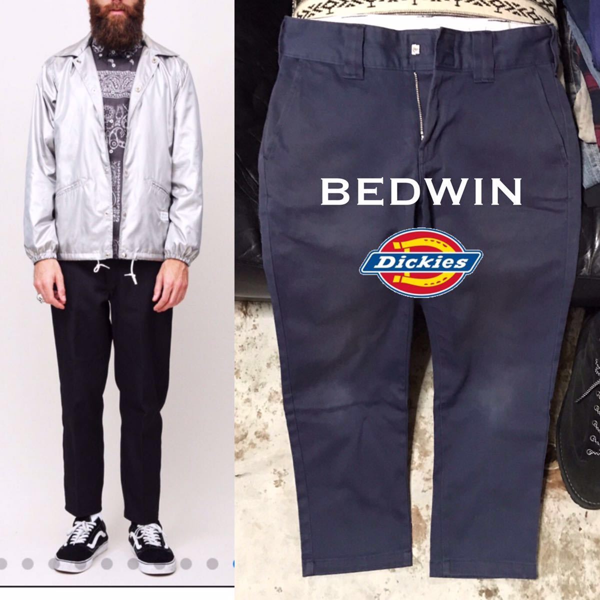 ［希少／完売モデル］S《★ BEDWIN × Dickies 874 ★》別注 ワークテーパードチノパンツ ベドウィン ディッキーズ 9L ジェシー NAVY 