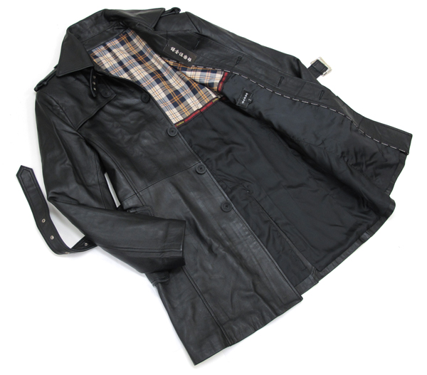 定価17.8万 【鎌倉倶楽部】 羊革 レザートレンチコート 黒/新品(M