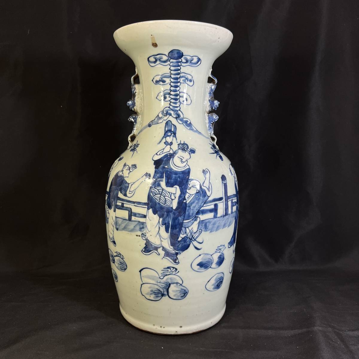 十一代 青花染付花瓶 中国の陶器 時代物 造(酒器 住右