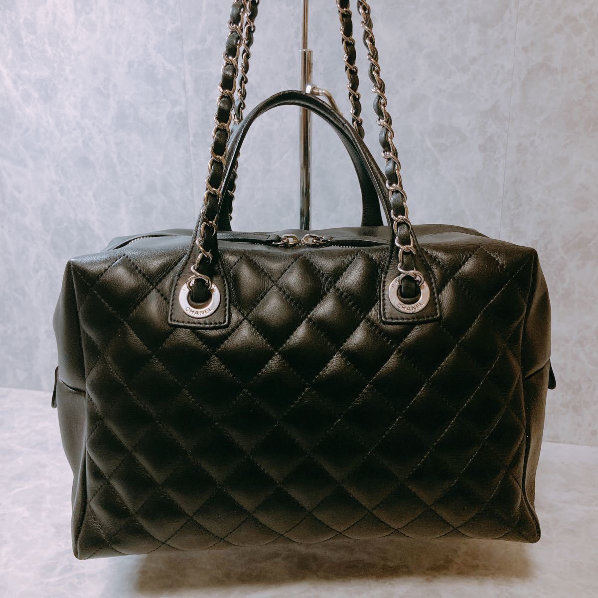 1円 超美品 CHANEL シャネル 2way マトラッセ ラム レザー チェーン 