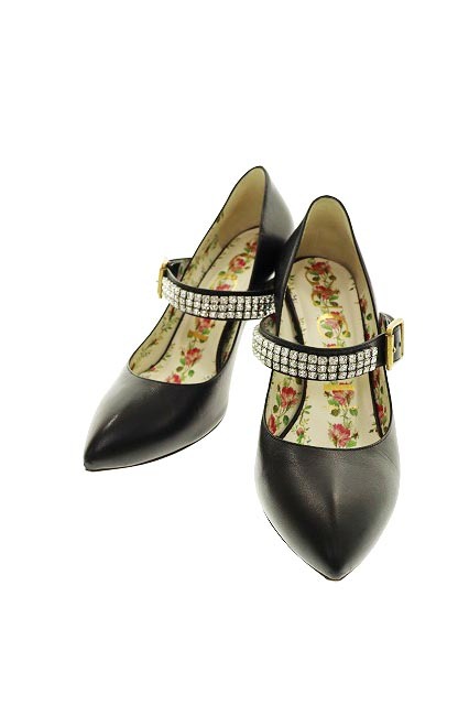 グッチ GUCCI アンクルビジューストラップ パンプス 493936【ブランド古着ベクトル】221206● レディース
