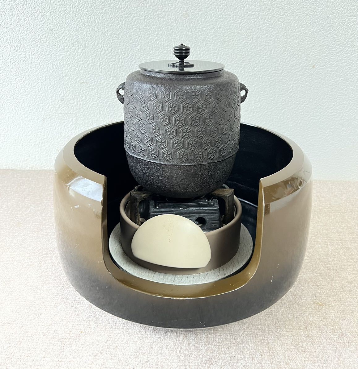 風炉型電熱器 野々田 電器風炉 茶釜 風炉釜 在銘 澤慶？茶道具 茶道具