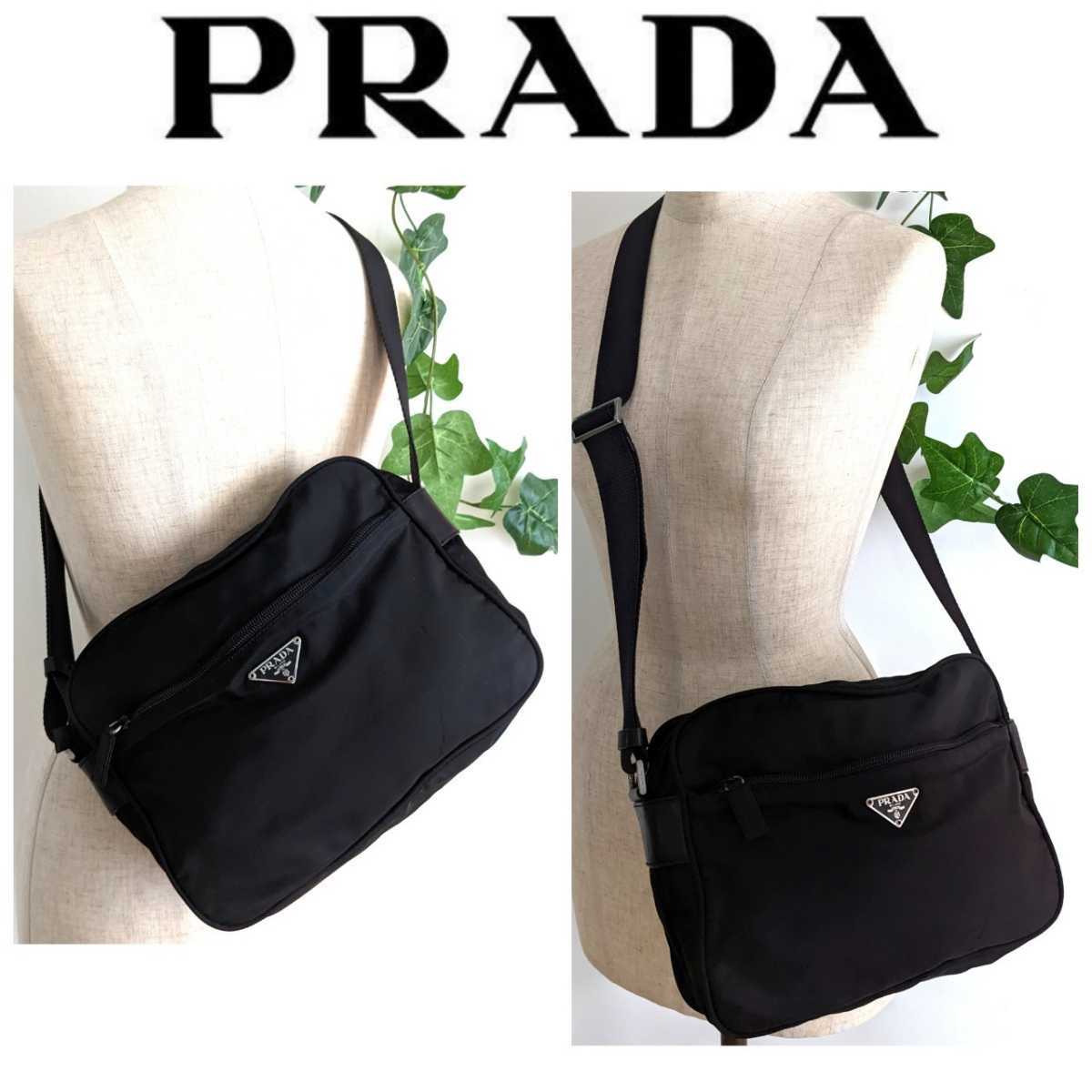 プラダ 良品 ショルダーバッグ PRADA ナイロン レザー ブラック 