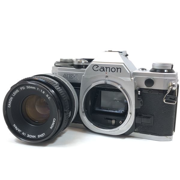 キヤノン Canon AE-1 シルバー ＋ FD 50mm F1.8 s.c. 1円～ Canon キヤノン AE-1 シルバー FD 50mm F1.8 S.C. フィルム
