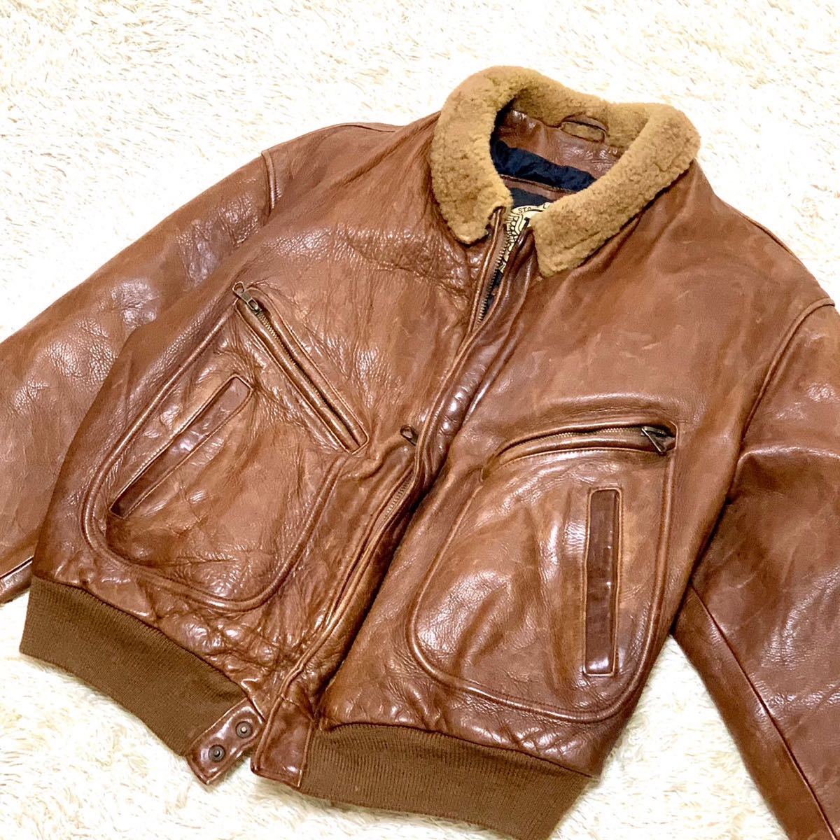 美品・希少サイズXL相当】エンポリオアルマーニ ストーンレザー 