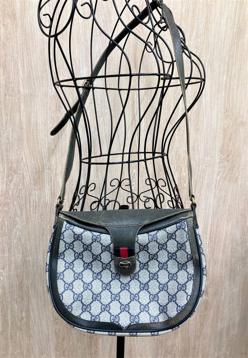 GUCCI オールドグッチ ネイビー シェリーライン GG柄 ミニボストン