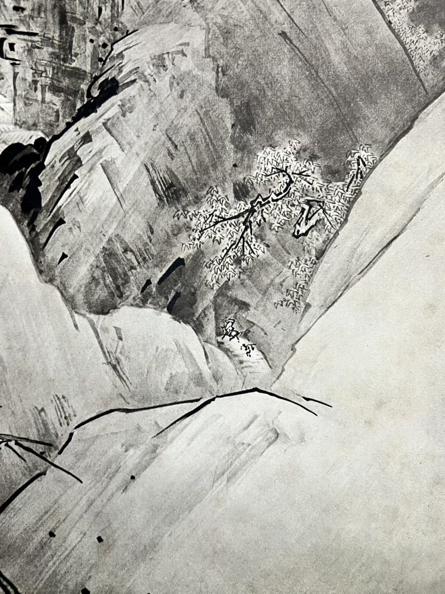 複製 仏陀 狩野芳崖 江山望棲図 絹本 共箱 超大幅 高級工芸 水墨画