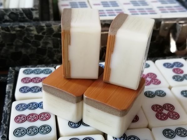 竹製 麻雀牌 ケース入り マージャン 牌 セット 竹牌 麻雀 竹 レトロ