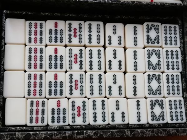 竹製 麻雀牌 ケース入り マージャン 牌 セット 竹牌 麻雀 竹 レトロ