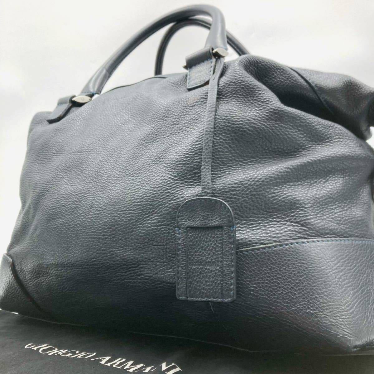 1円 □極美品□ GIORGIO ARMANI ジョルジオアルマーニ ボストンバッグ 