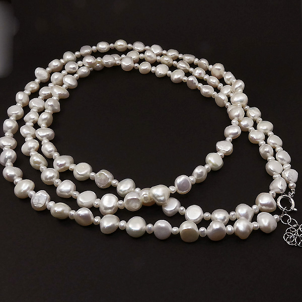 天然パールネックレス ストーンバロック形パールロングネックレス 一点モノ 上質パール ITA_052 即決 送料無料！