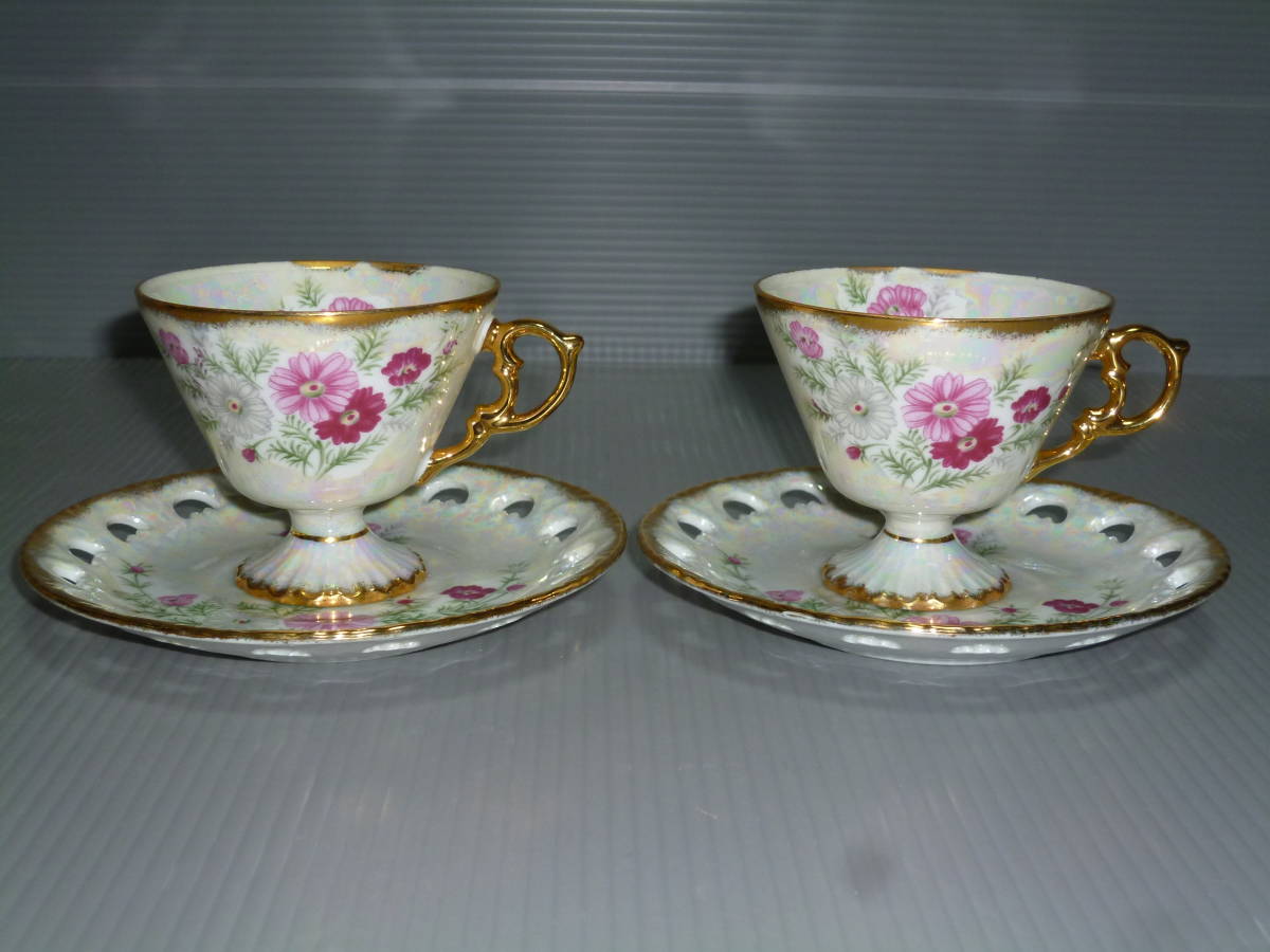 〇 オオハシチャイナ 大橋陶器 ラスター彩 レトロ【金彩 花柄