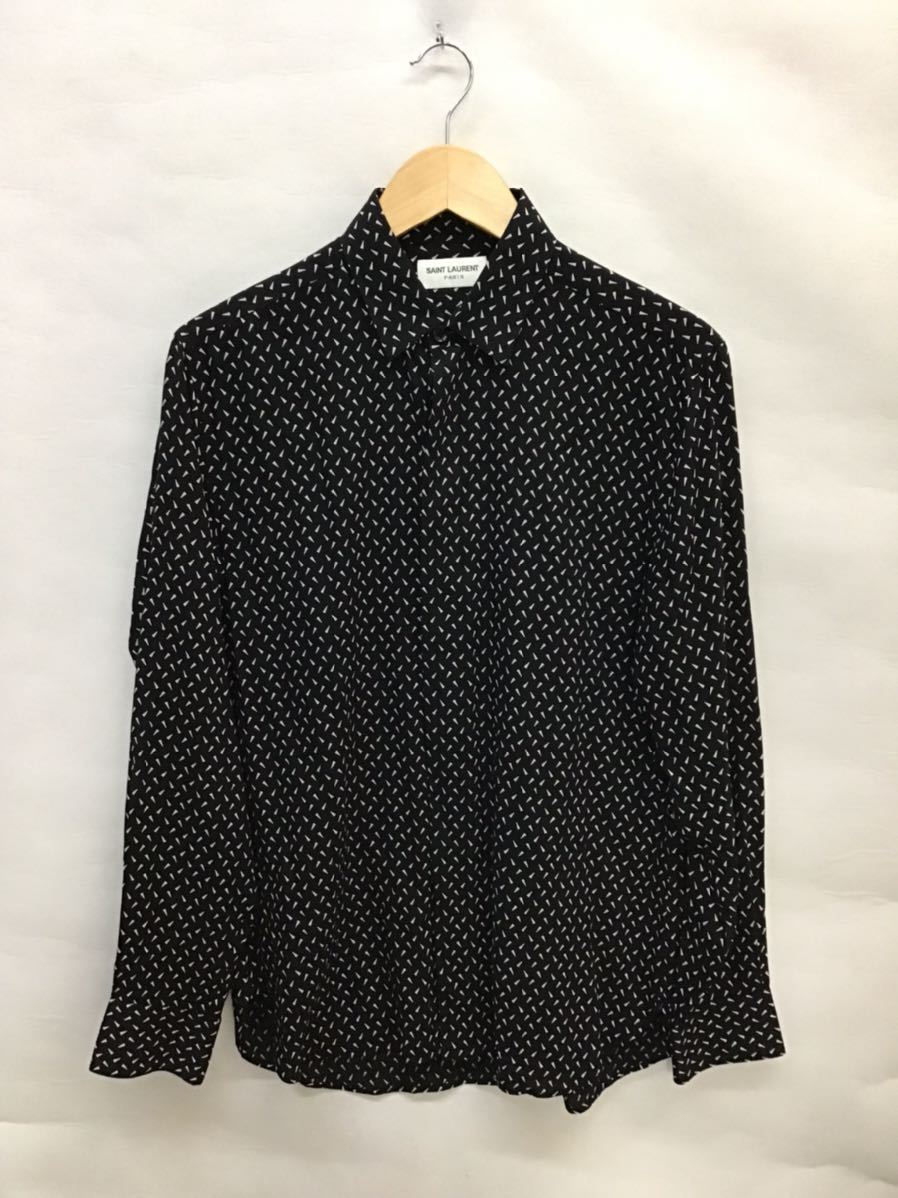 20221217【SAINT LAURENT】サンローラン　長袖シャツ　ブラック　37 総柄