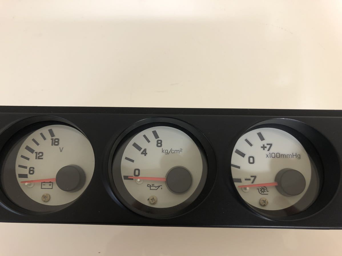 3連メーター S14 シルビア 純正 ホワイトメーター ブースト 油圧 電圧  