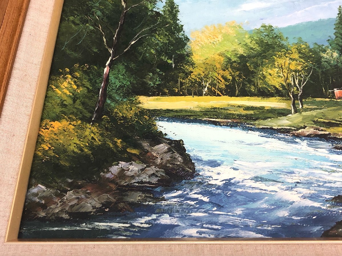 ⑫ 久世康弘 油彩 風景画 『信州』 F6 額装 額サイズ:45×54cm 油絵 