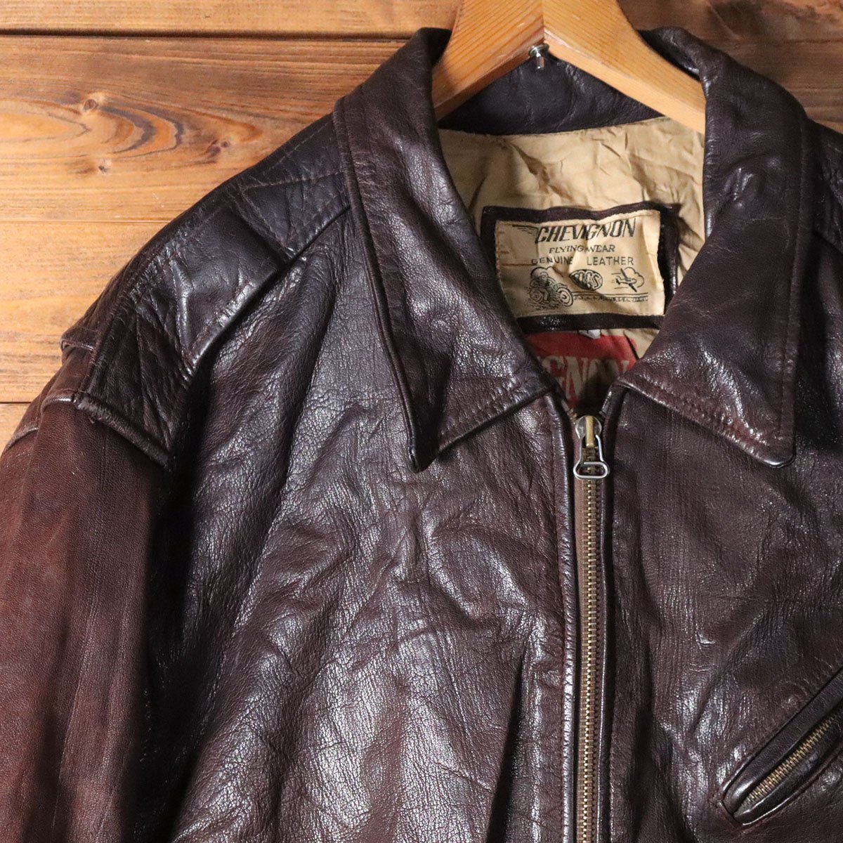 H8S/s12.15-2 フランス製 CHEVIGNON FLYING WEAR シェビニオン 本革 