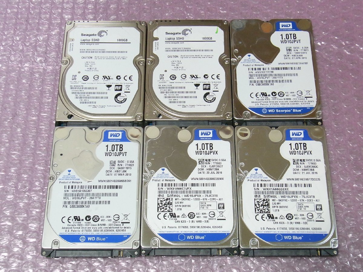 B32791 O-12013 2.5インチ HDD 1TB 6個セット 判定正常