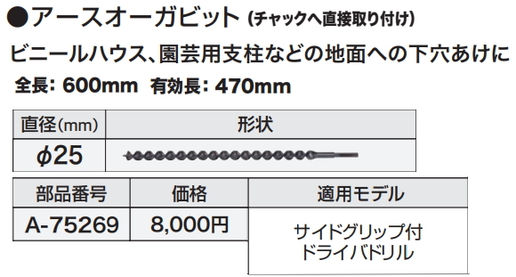 マキタ アースオーガビット φ25 A-75269