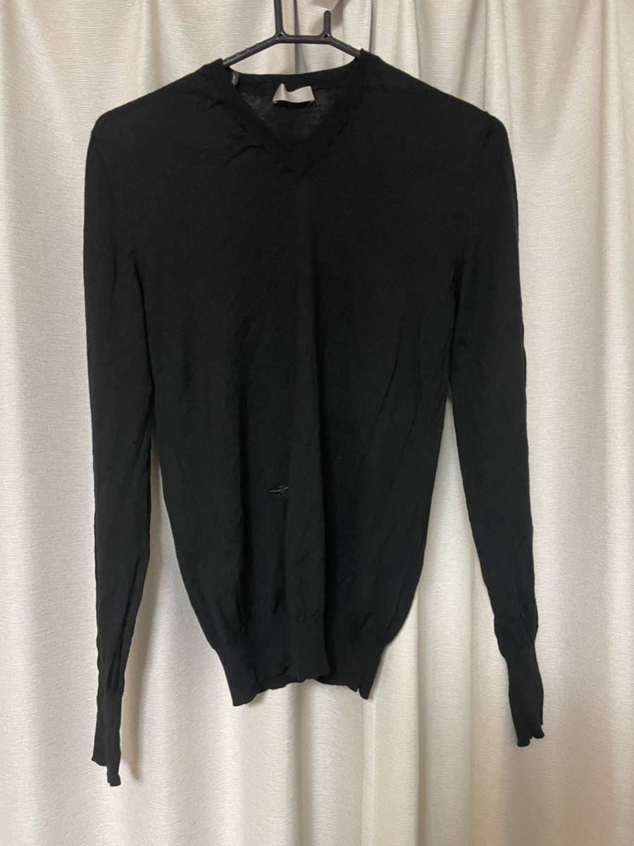 値下げ　ディオールオム　Vネックニット　diorhomme 2006 エディスリマン　セーター　bee 蜂　刺繍　黒　ブラック