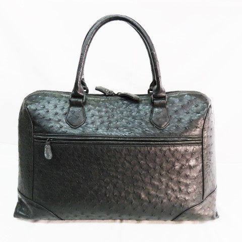 JRA認定☆美品 鍵付き 大容量 オーストリッチボストンバッグ レッド