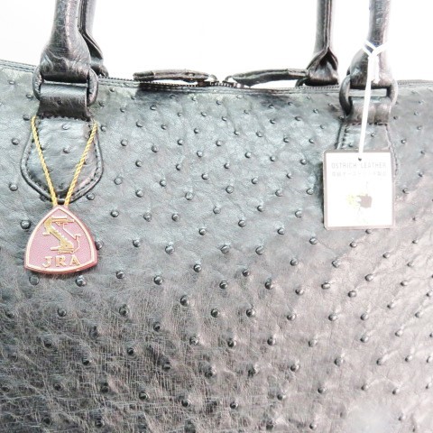 JRA認定☆美品 鍵付き 大容量 オーストリッチボストンバッグ レッド