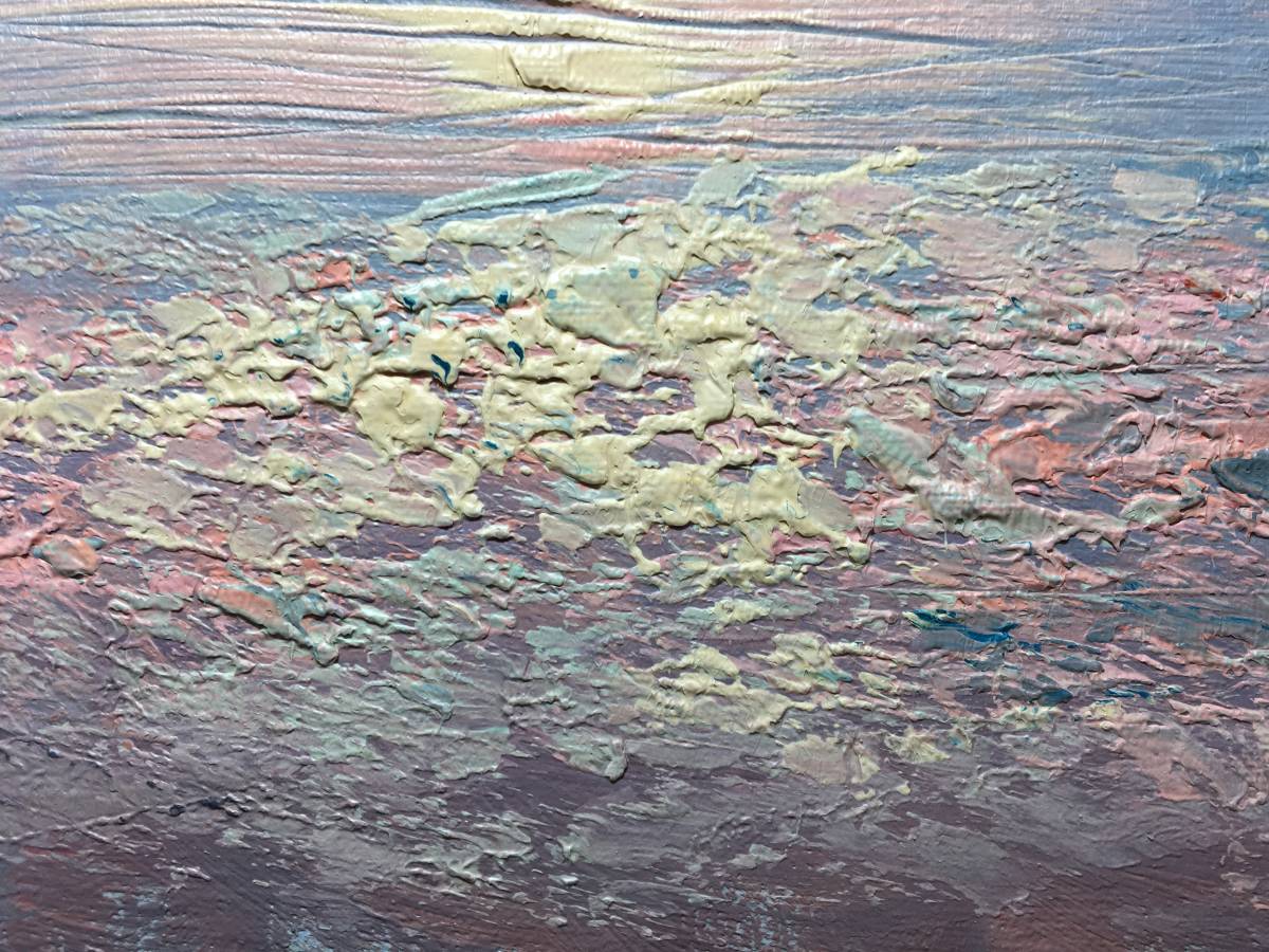 サイン有り 油彩画 風景画 人物画 キャンバス画 海舟の絵 海鳥 女性