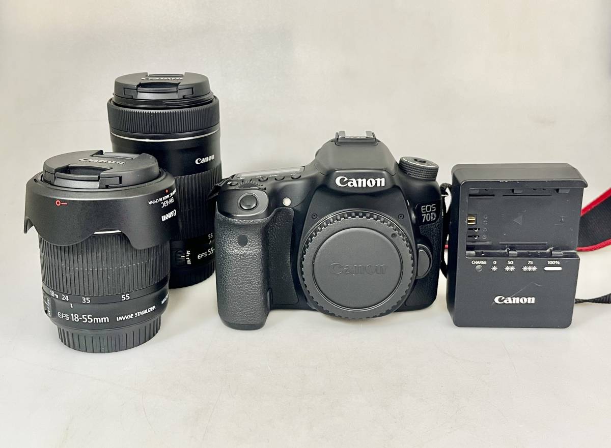 ☆ CANON キヤノン EOS 70D デジタル一眼レフ EFS 18-55mm ＋ 55-250mm