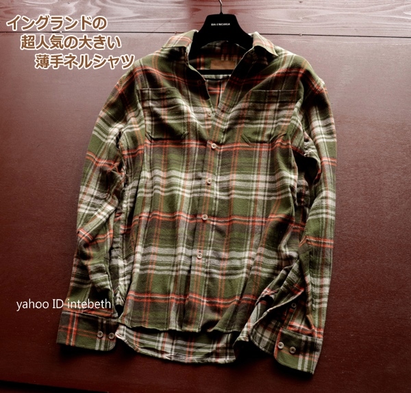 送料安☆新品□紳士CLEAR WATER/緑XXL/US チェック ネルシャツ(XXXL