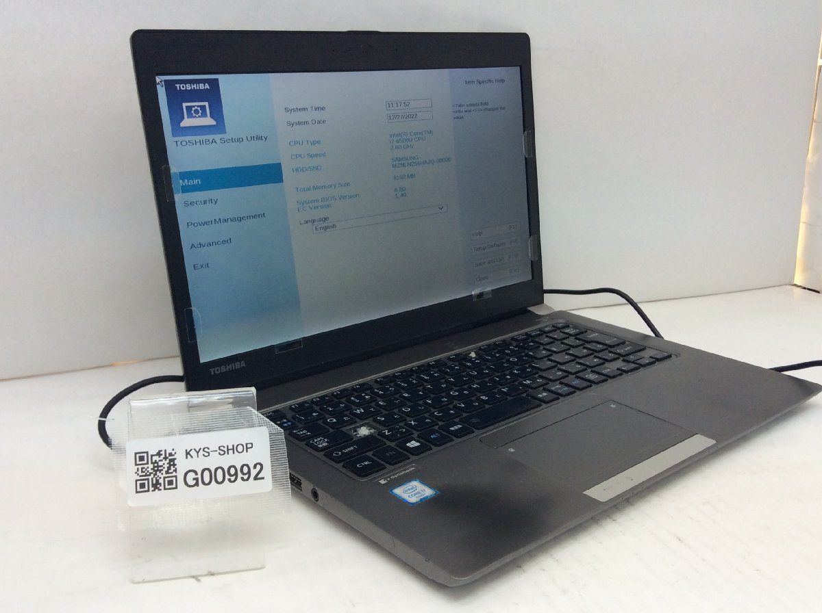 ジャンク⁄ TOSHIBA dynabook R63⁄G PR63GCA4437AD21 Intel Core i7