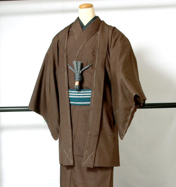 ■6013■　米沢紬　紳士アンサンブル　小物付属　170㎝前後～　未使用