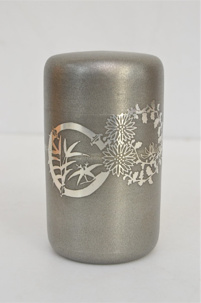 C000Y13N 本錫 錫半 茶壷 茶入 茶道具 煎茶道具 大阪浪華錫器 通産大臣