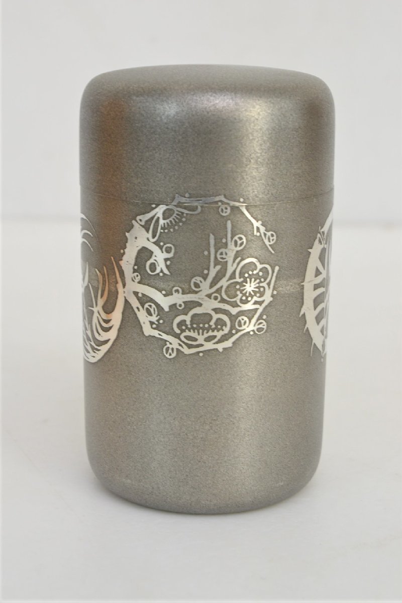C000Y13N 本錫 錫半 茶壷 茶入 茶道具 煎茶道具 大阪浪華錫器 通産大臣
