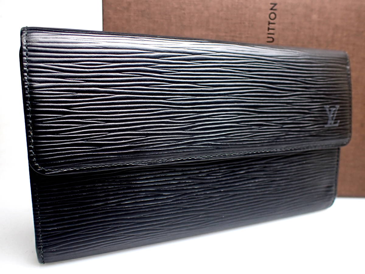 3866B正規品★ルイヴィトン★黒エピ★三つ折り長財布