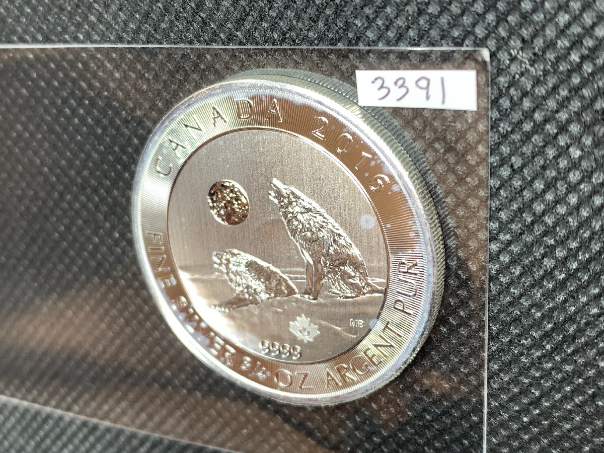 純銀 ウルフ・狼・オオカミ 2ドル 2016年 カナダ シルバーコイン 銀貨 