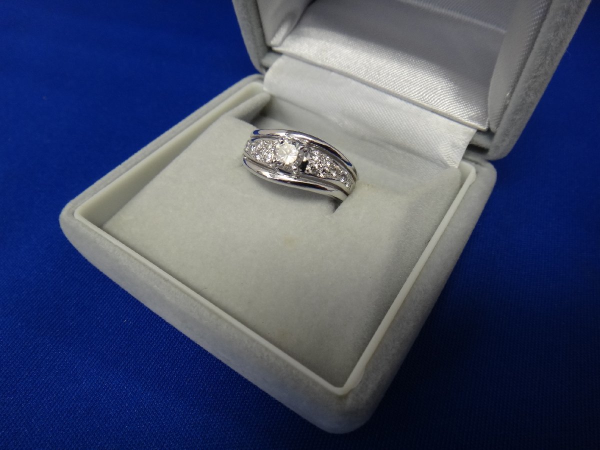 AK636)Ｐｔ９００/プラチナ/ダイヤモンドリング/0.43/0.45/Ｐｔ９００刻印有り
