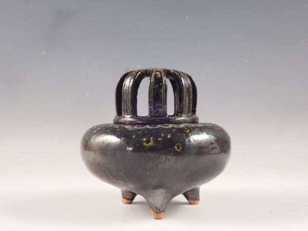 ○栄○島根 中津 慎我 造 仏心焼 空阿 香炉 茶道具 共布 共箱 無傷完品