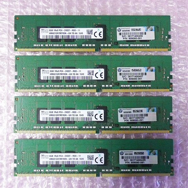 SK hynix PC4-19200 DDR4-2400 PC4-2400T-RD0-11 1RX8 8GB Reg ECC 同