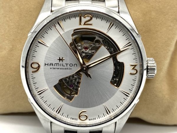 【B896】HAMILTON ハミルトン ジャズマスター H327050 自動巻 メンズ 腕時計 Jazzmaster 裏スケルトン/シースルーバック 動作品 b