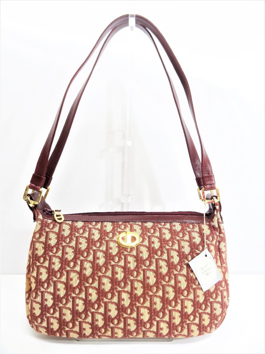 Dior クリスチャンディオール トロッター ショルダーバッグ ボルドー ヴィンテージ キャンパス×レザー CD Old Christian Dior ☆P