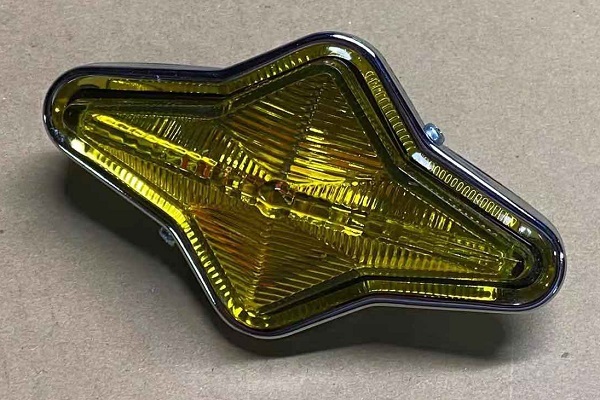 ●新品●激レア 数量限定●⇒十字マーカーランプ 黄色 土台ステンレスメッキ ガラスレンズ　デコトラ　十字-黄色