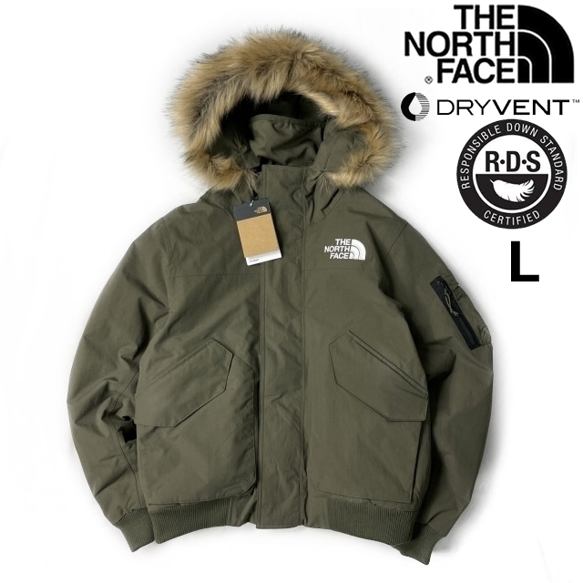 1円～!売切!【正規新品】THE NORTH FACE◆STOVER JACKET ダウン US限定 日本未発売 大人気カラー ビッグロゴ ロゴ刺繍(L)カーキ 190122-175