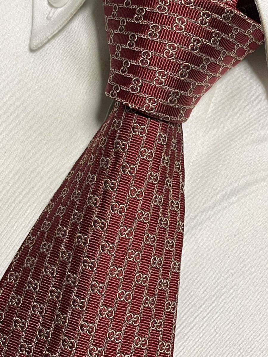ネクタイ GUCCI グッチ GG柄 美品 シルク ブラック - ネイビー 最高