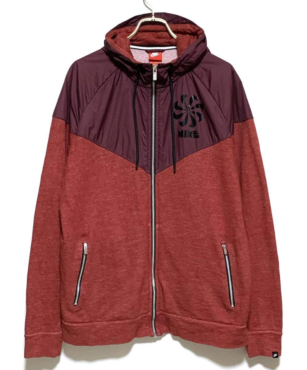 【美品】NIKE レガシー WR フレンチテリー フーディー（XL）エンジ ナイキ ゴツナイキ ビッグナイキ 風車 スウェット ナイロン パーカー 