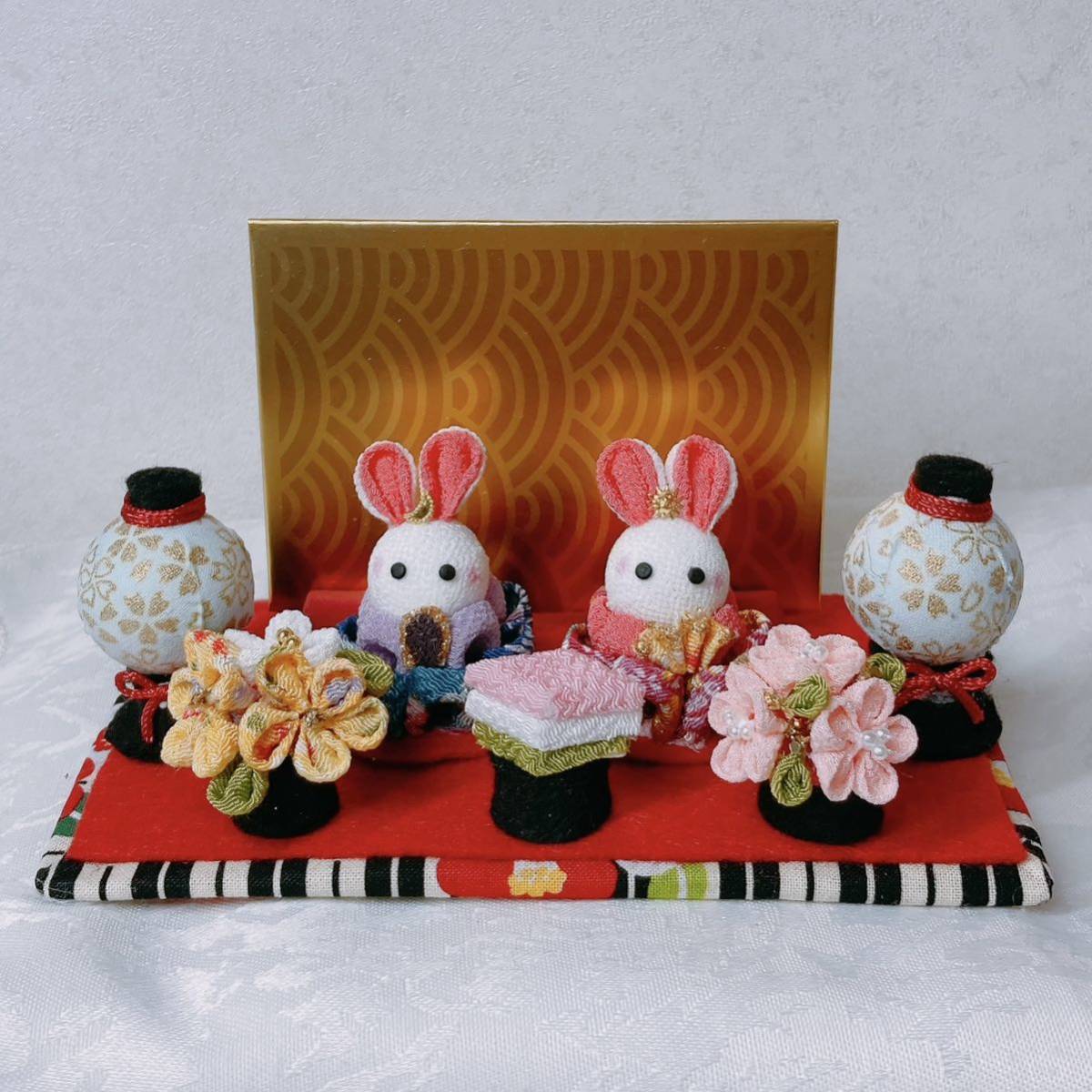 幸せのうさぎちゃん☆つまみ細工☆ちりめん細工☆樹脂粘土☆お雛様☆雛