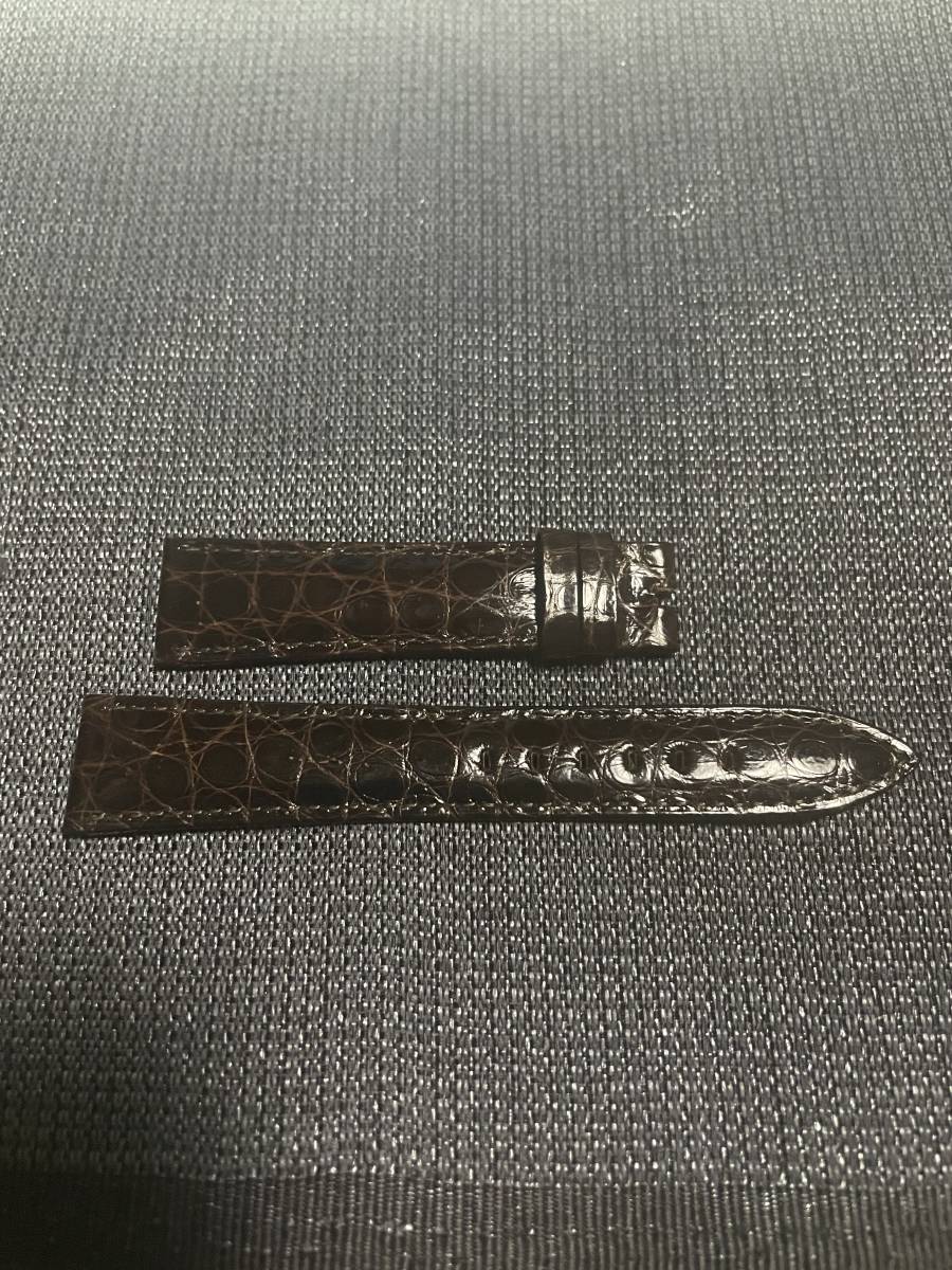 未使用・長期保管／ROLEX・革ベルト／茶系色・ブラウン・ダーク／クロコ・ワニ／19mm・ビンテージ