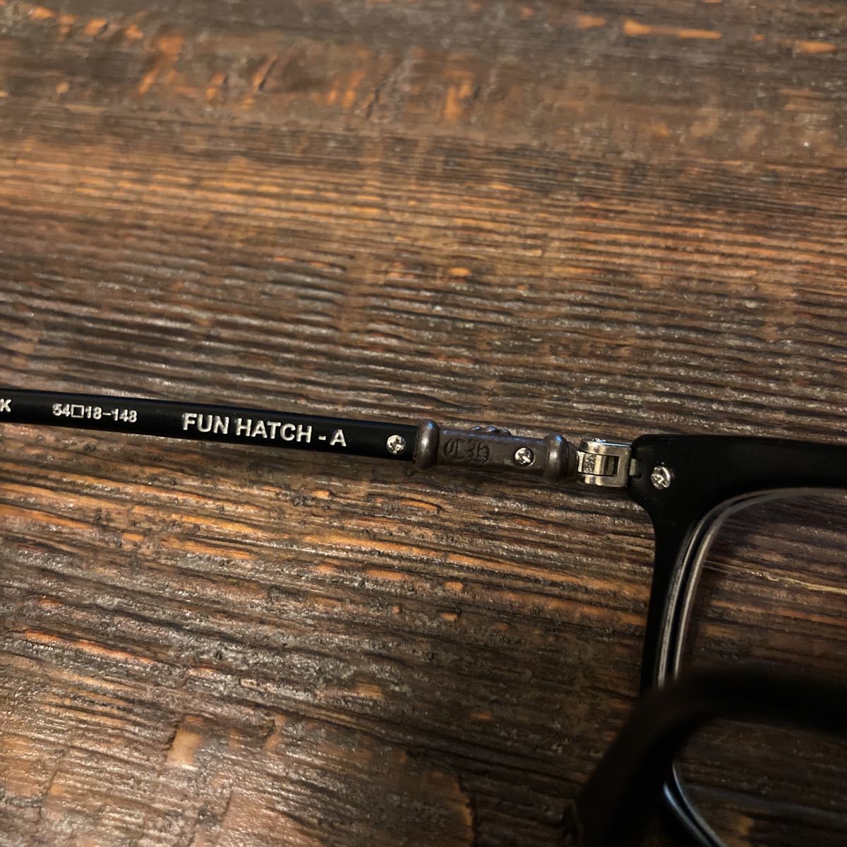 クロムハーツ 眼鏡 度入 黒縁 FUN HATCH-A 日本製 伊達メガネ シルバー 