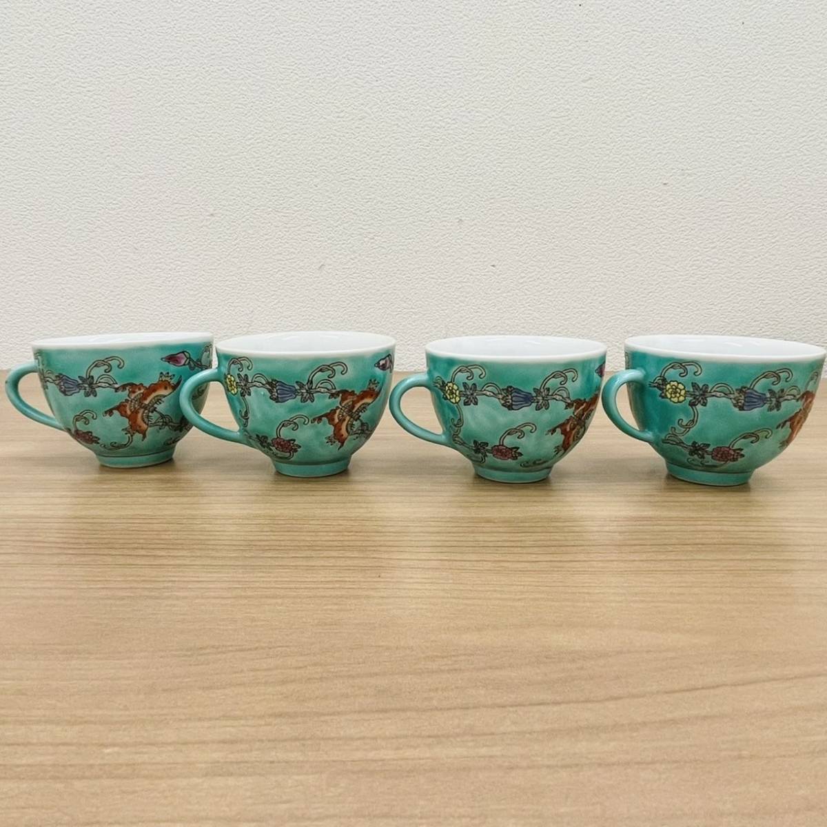中国景徳鎮】茶器 煎茶道具 急須 湯呑み 大皿 4客セット ミント 