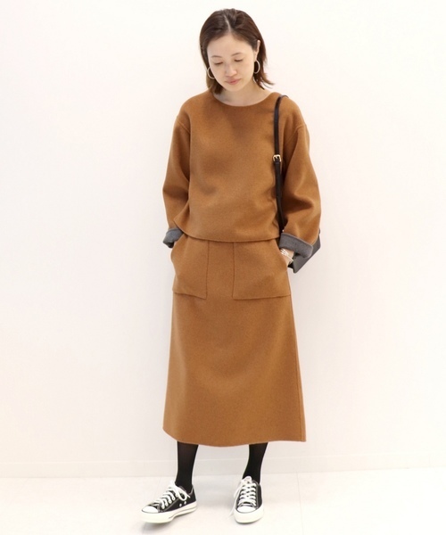 ∞ slobe iena イエナスローブ ダブルフェイス リバーシブル スカート ×ブラウス セットアップ s36 ブラウン×グレー　∞