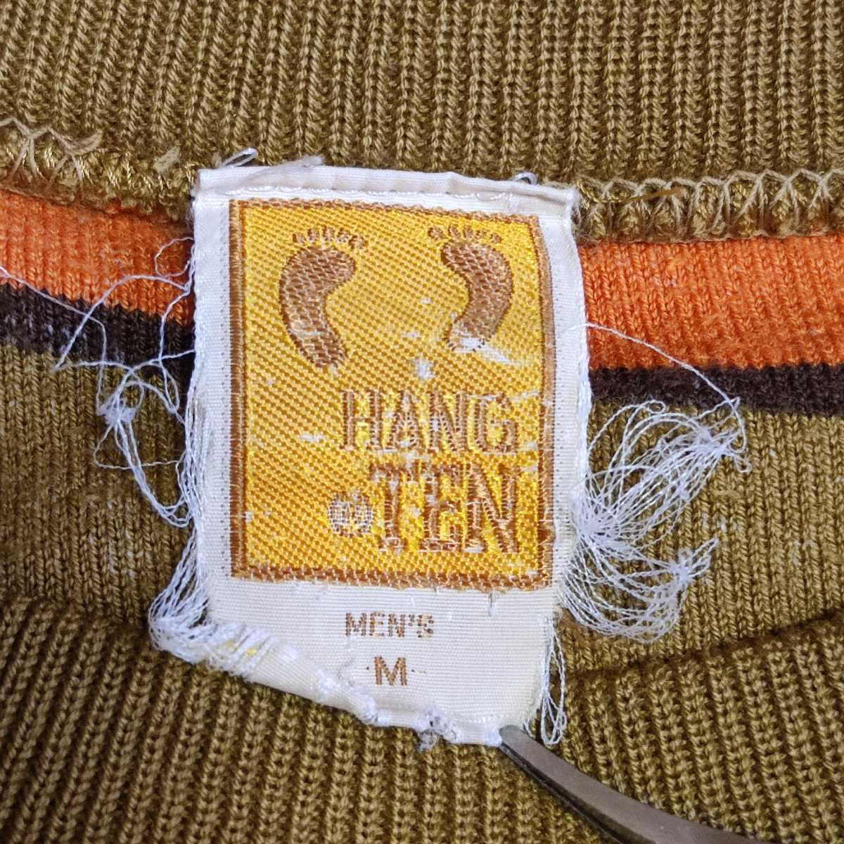 HANG TEN ハンテン マルチボーダー ベロア スウェット ブラウン 